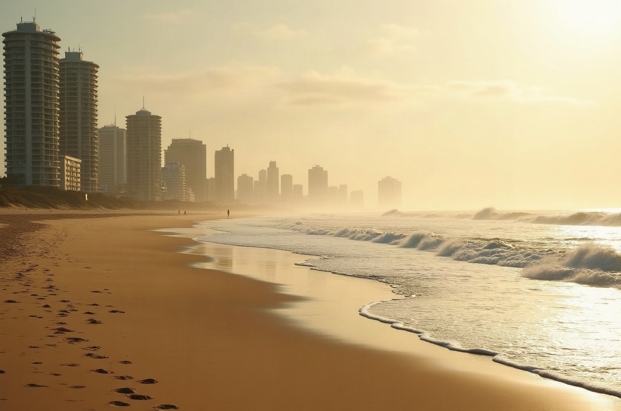 A coastal skyline view of Gold Coast high-rises along the beachfront